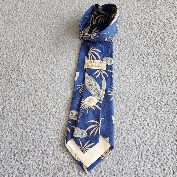 Tommy Bahama Necktie Mens 57"L Blue Tropical Print Silk Hand Made Grandpacore - Picture 11 of 14
